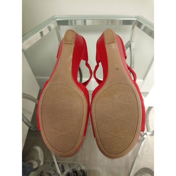 Laura Scott June Strappy Wedge Red Slip On Sandals Size 10 - Picture 8 of 10
